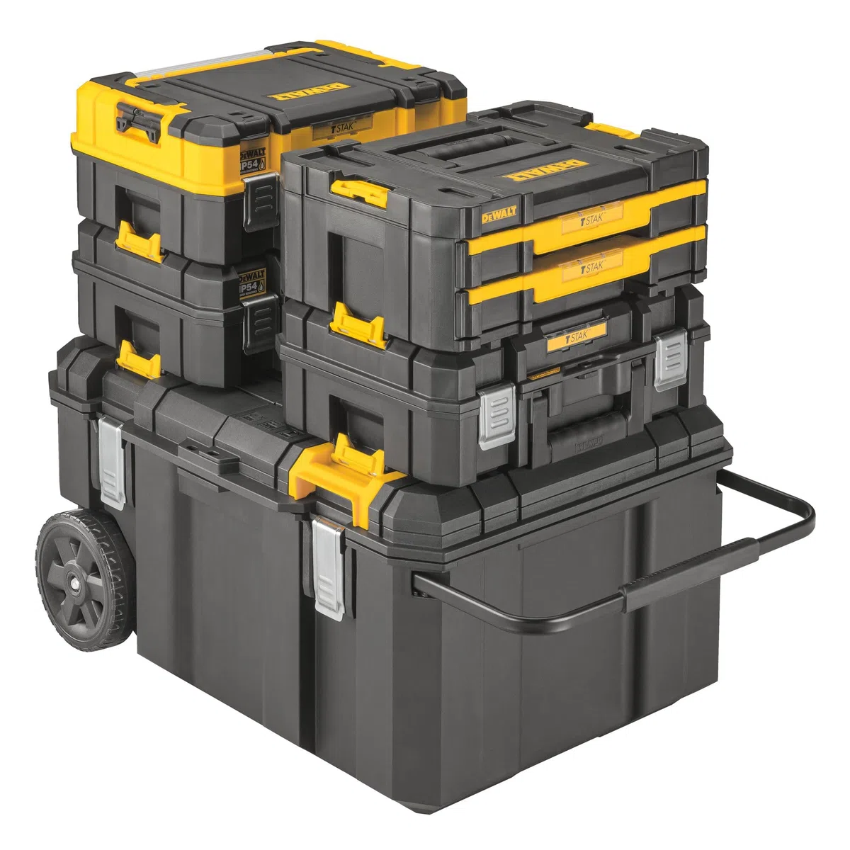 DEWALT Arcón de trasporte TSTAK 113 l pour pros et bricoleurs, fixation fiable, norme technique