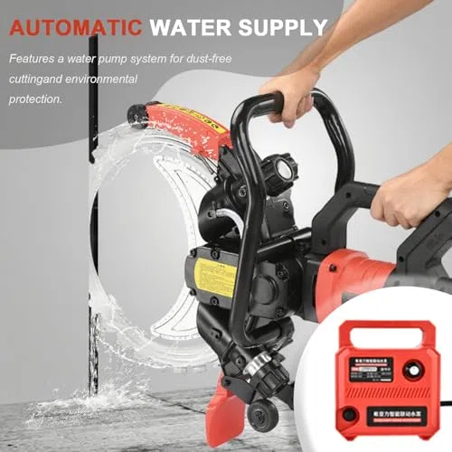 Scie à béton électrique de 16 Pouces 9500W/12000W Scie à béton avec 2 Lames et système sans poussière Humide - Puissant coupeur de béton de 11,8" de Profondeur de Coupe pour Pierre et Brique 12000W