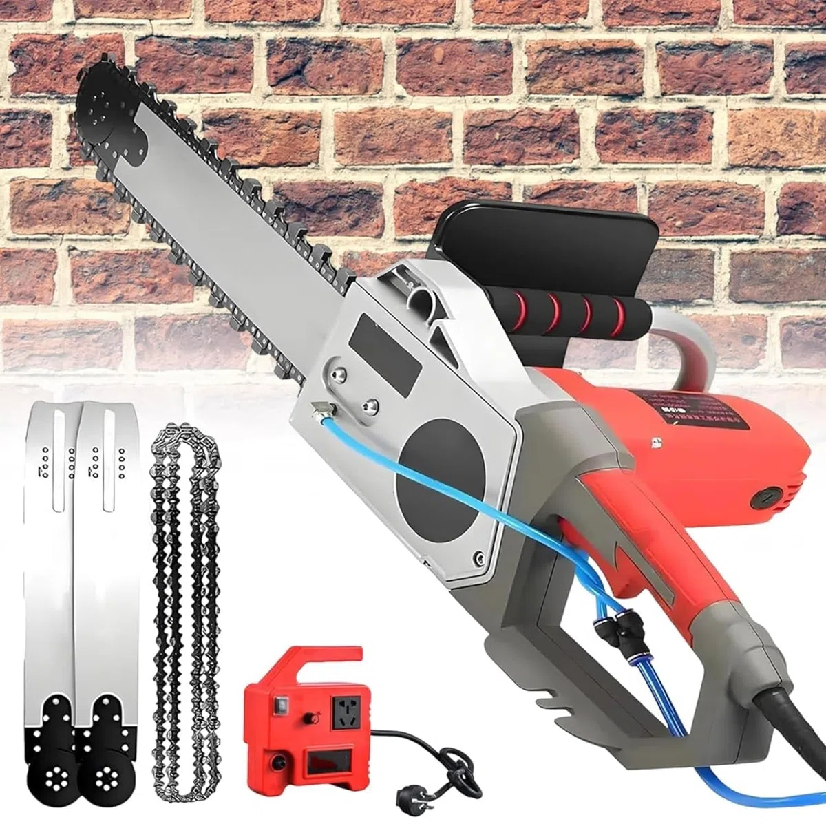 Tronçonneuse à Béton Électrique avec Pompe à Eau, 5800W/6500W Scie Murale pour Béton, Système Anti-Poussière, Granit et Marbre, Rainureuse Béton avec 2 Chaînes de Guidage, Depth 350/480mm