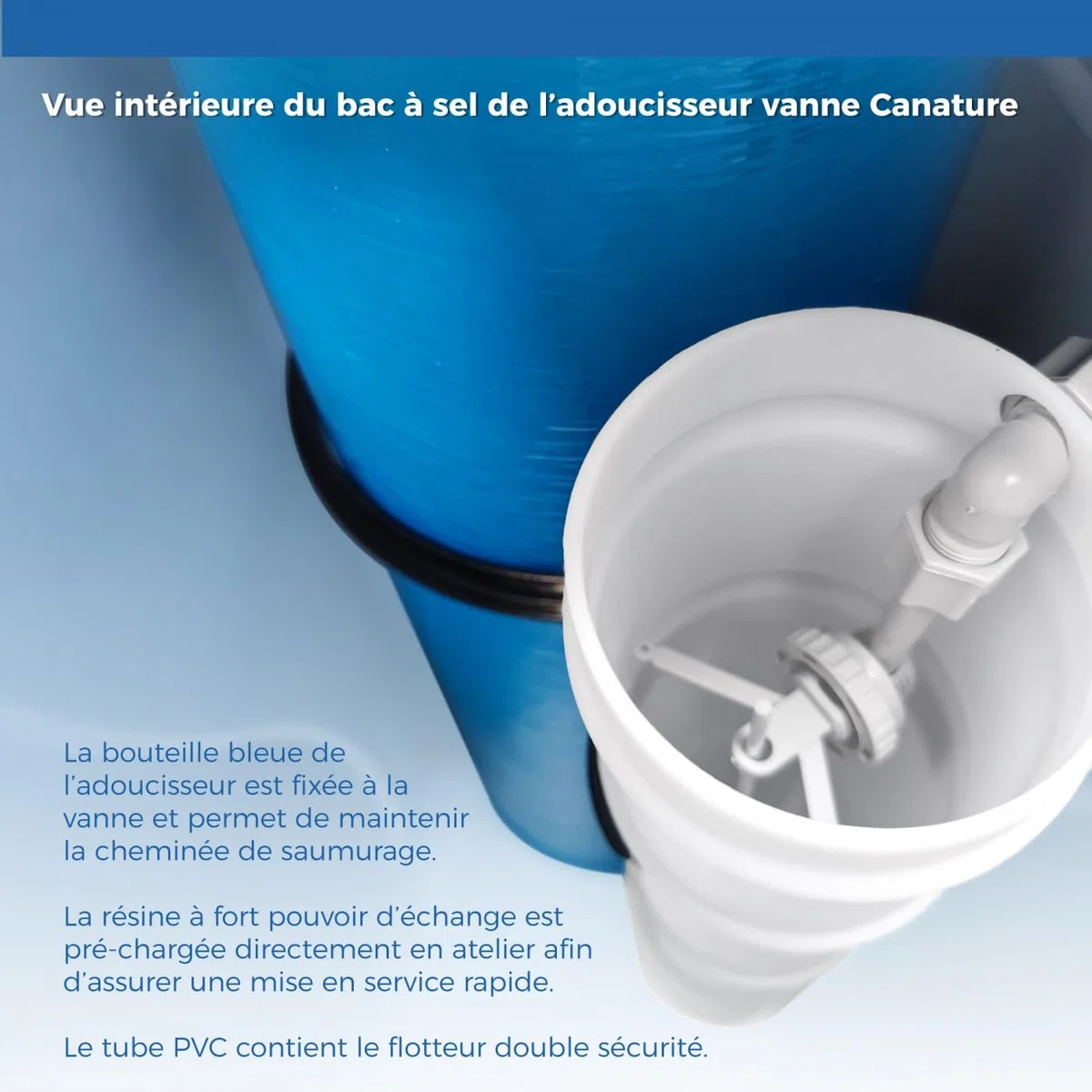 Adoucisseur d'eau 20L Vanne Canature Complet avec Accessoires - 1 à 4 personnes