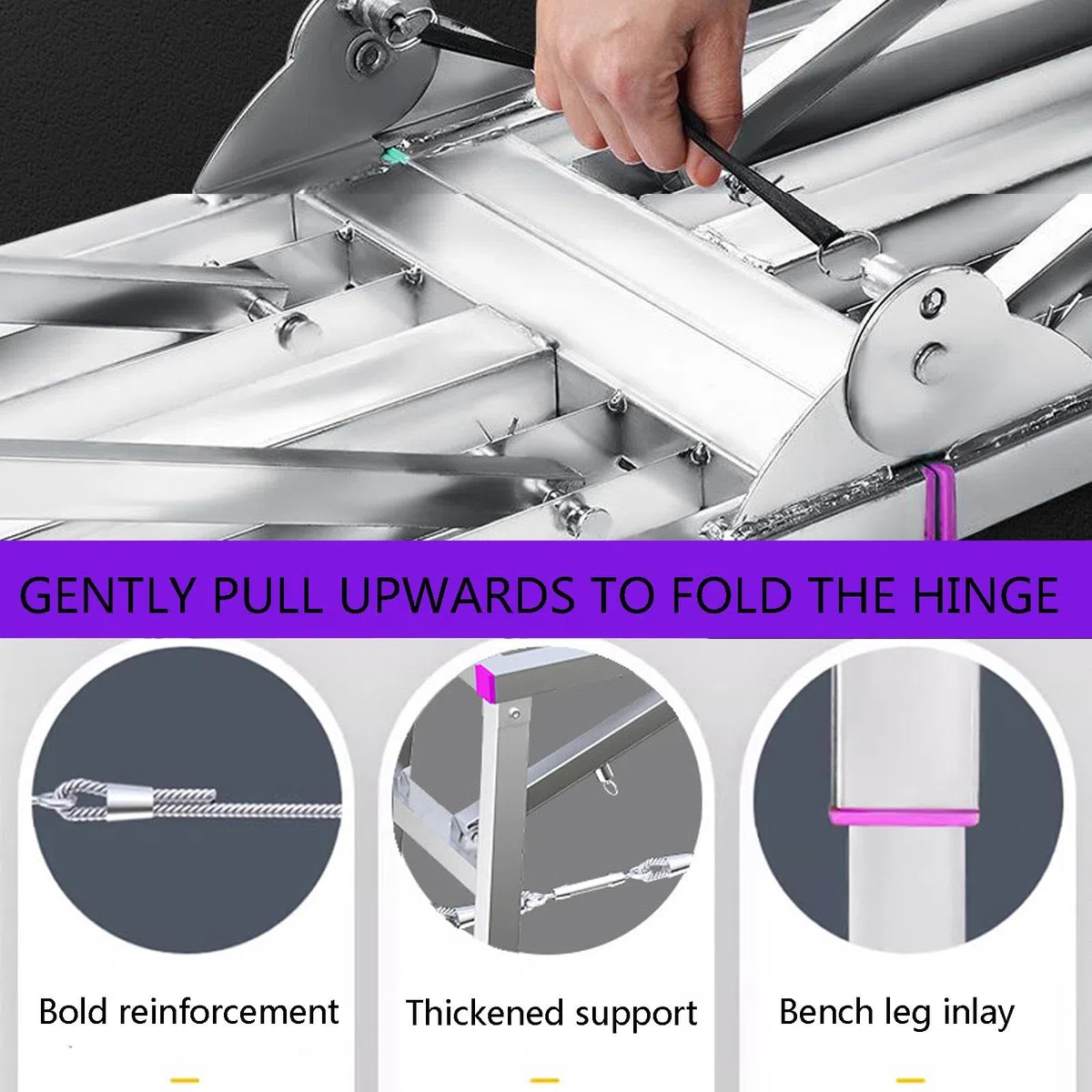 Échafaudage pliable portable en hauteur réglable en acier au carbone avec capacité de 400 kg, design polyvalent pour usage domestique et professionnel