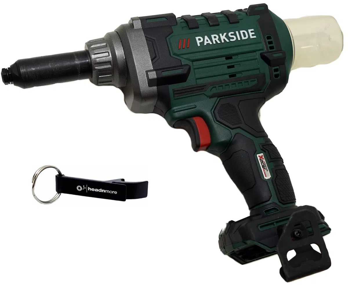 Offre pour Riveteuse sans fil 20 V PABNSG 20-Li d’origine – Moteur Brushless – compatible avec la série PARKSIDE X 20 V Team – sans batterie ni chargeur + Décapsuleur HEADNMORE