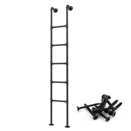 Échelle murale en métal réglable de 100 à 300 cm pour intérieur et extérieur pour grenier, chambre, bibliothèque, cave, accès facile aux loft