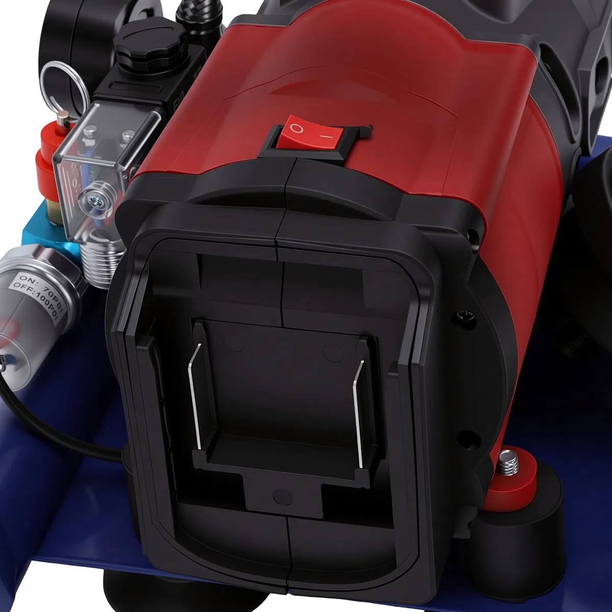 Compresseur D'air sans Fil 350 W, Gonfleur pour Pneus avec Réservoir 1,5 L 8 Bar, Démarrage et Arrêt Automatiques for Gonflage de Pneus et Travail du Bois