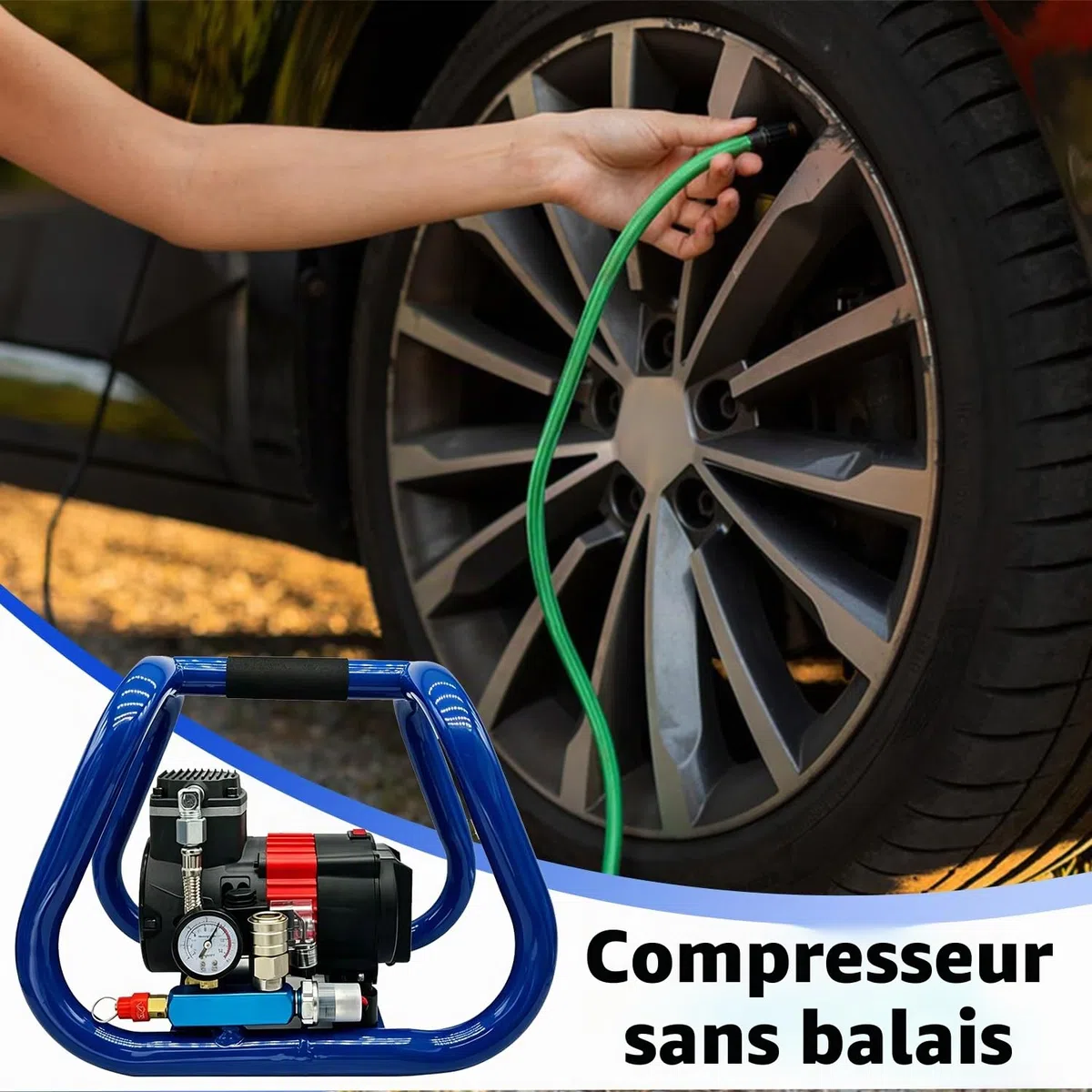 Compresseur D'air pour Makita Batterie, 3L 8 Bar Compresseur D'air électrique Portable Silencieux pour Remplissage des Pneus, Traitement de Voiture, Réparation Automobile, Nettoyage de Voiture