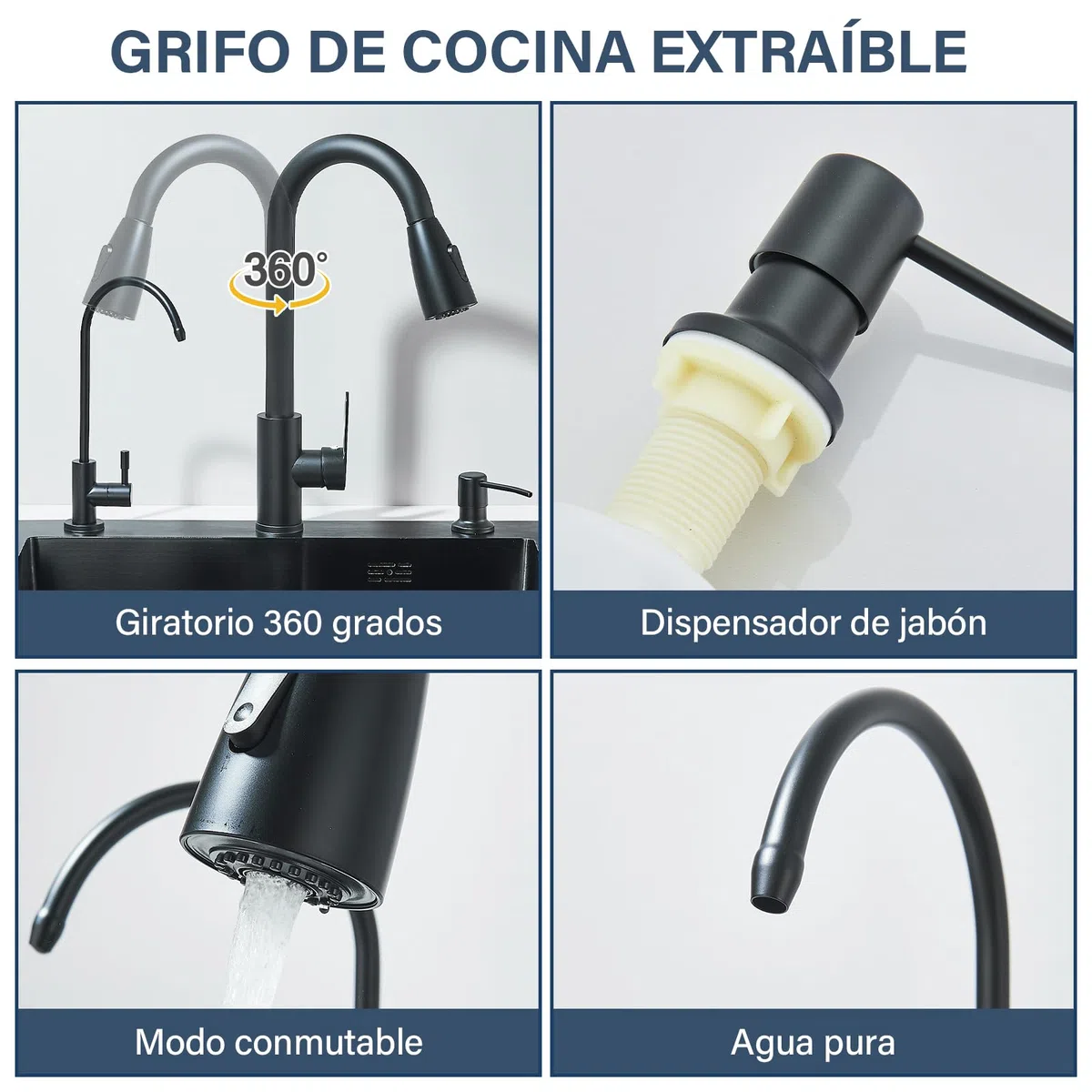 Évier de cuisine Evier Inox avec Egouttoir Noir