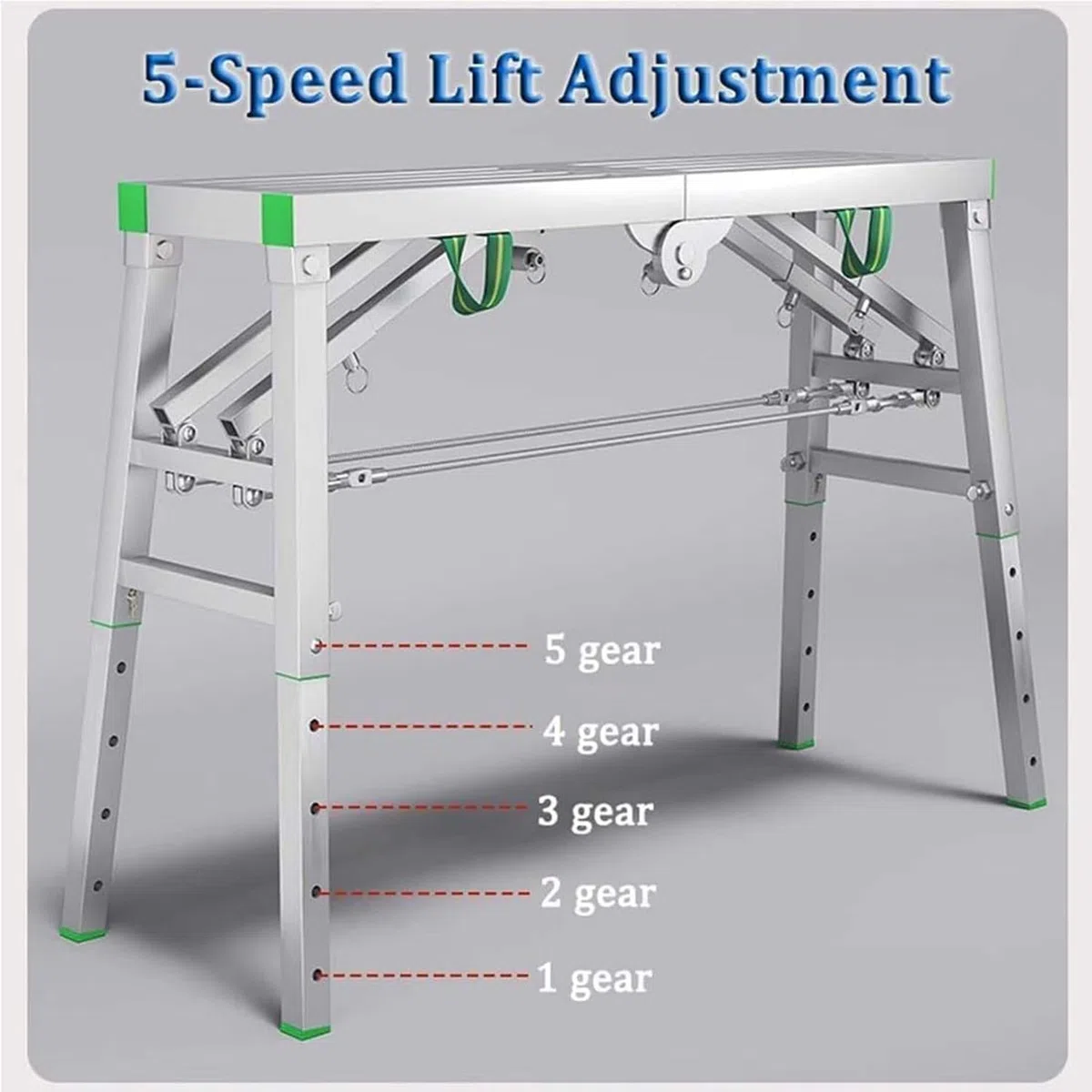 Plateforme de travail pliable portable, échelle réglable en acier, échafaudage robuste, charge maximale de 362,9 kg, idéale pour les travaux et les projets à la maison