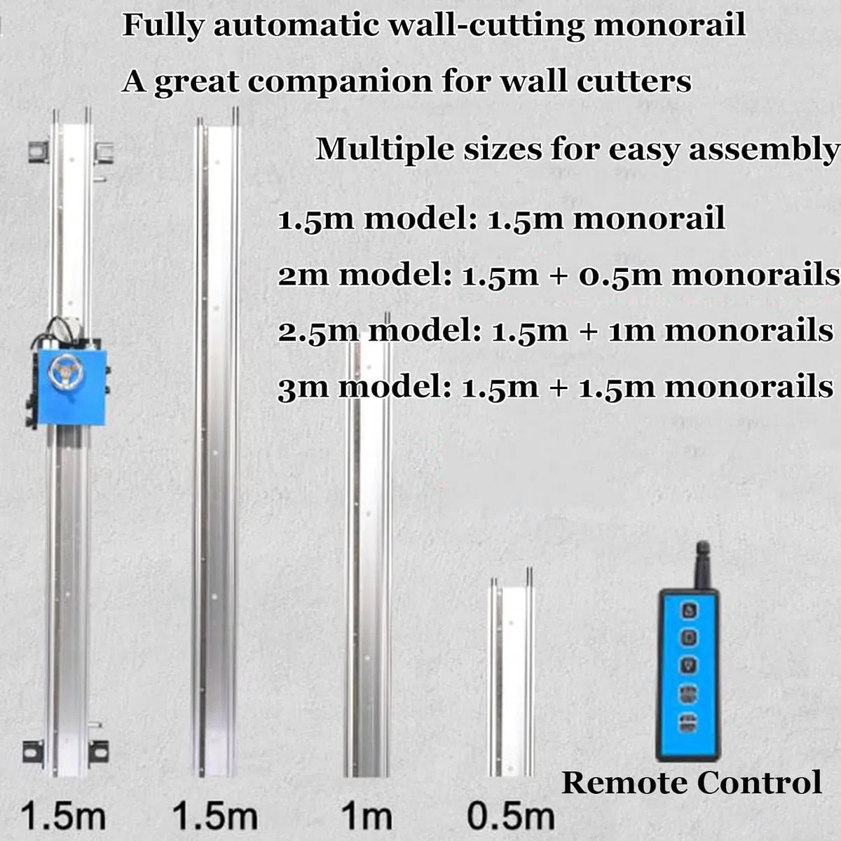 Rail Scie Annulaire Béton Professionnel - Coupe Automatique, Bascule Rotative,Profondeur Réglable, Support Alliage Aluminium 1.5/2/2.5/3 m,pour Béton,Acier,Sols et Murs 1.5m