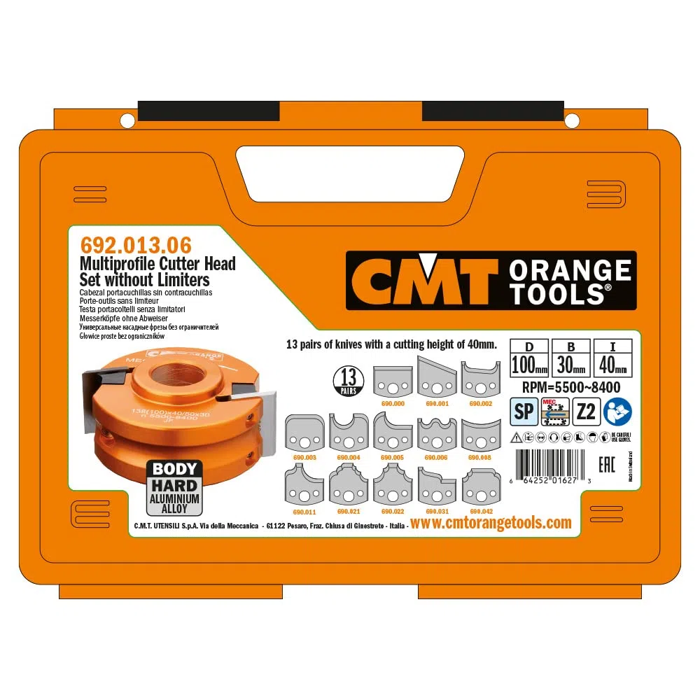 CMT Orange Tools 692.013.06 - Jeux Multiprofils pour Portes sans Limiteur D=100x40x30
