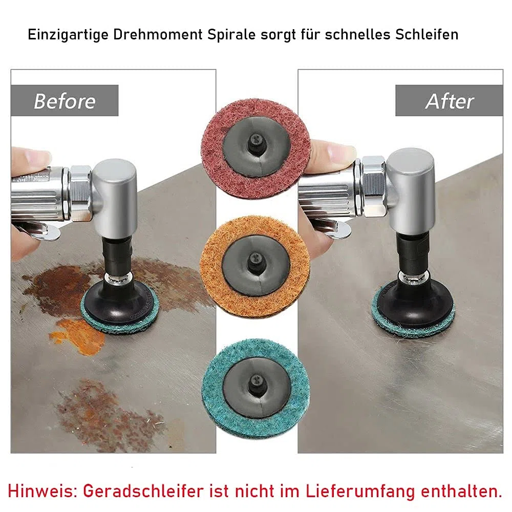 Mesee Lot de 15 disques abrasifs Roloc à changement rapide de 5,1 cm pour ponceuse à tige de désoxydation de surface, meulage, polissage, bavure, couleur rouille (cours/moyen/fin)