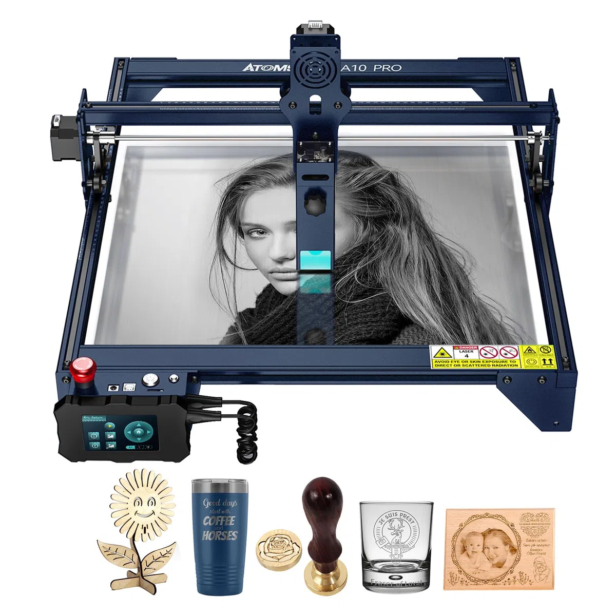 ATOMSTACK MAKER A10 PRO Machine à graver laser 50W avec puissance de sortie 10W, gravure hors ligne et contrôle tactile, double spot compressé pour bois, métal, acrylic, cuir, céramic, 11000 mm/min