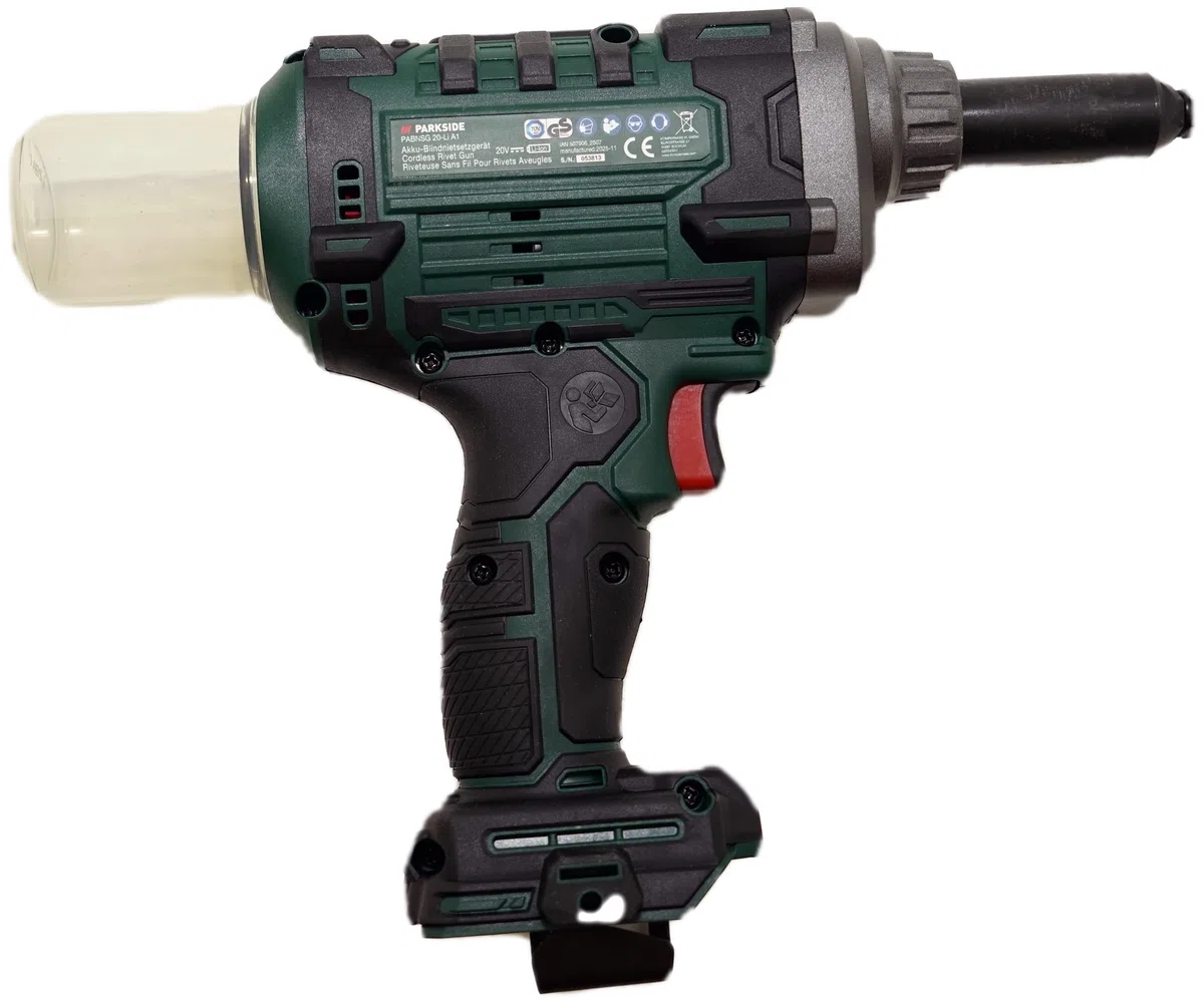Offre pour Riveteuse sans fil 20 V PABNSG 20-Li d’origine – Moteur Brushless – compatible avec la série PARKSIDE X 20 V Team – sans batterie ni chargeur + Décapsuleur HEADNMORE