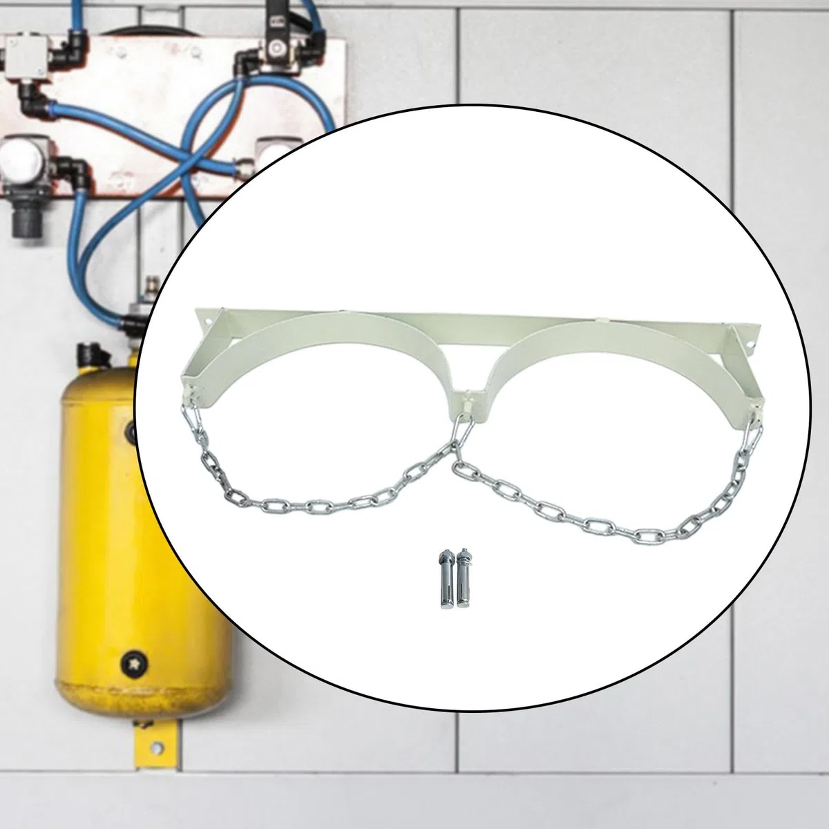 Support de Bouteille de Porte-Cylindre Mural Support Renforcé Fixation Solide avec Vis Sécurité Métal Adapté Laboratoire Usine, 2 Blanc