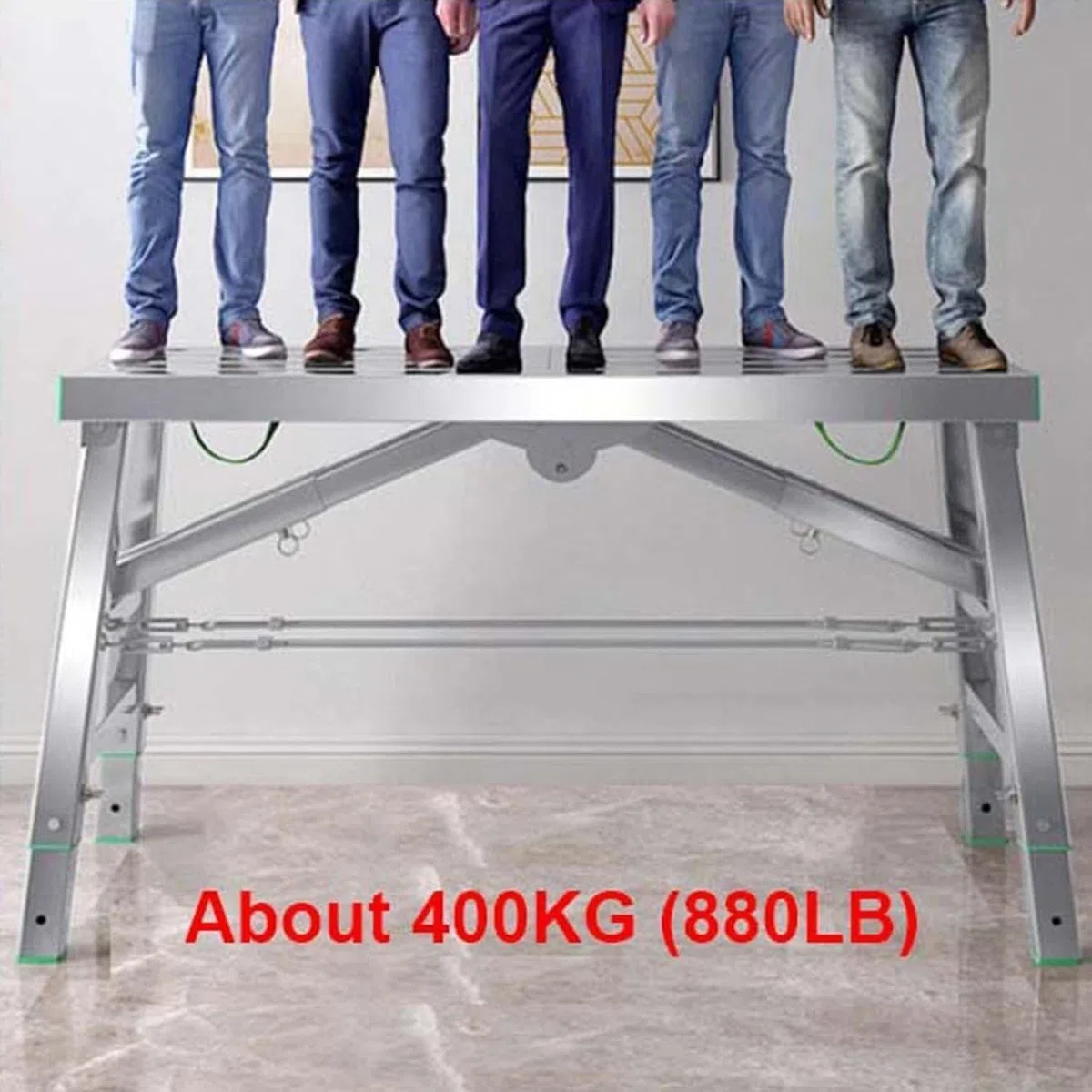 Plateforme de travail pliable portable, échelle réglable en acier, échafaudage robuste, charge maximale de 362,9 kg, idéale pour les travaux et les projets à la maison