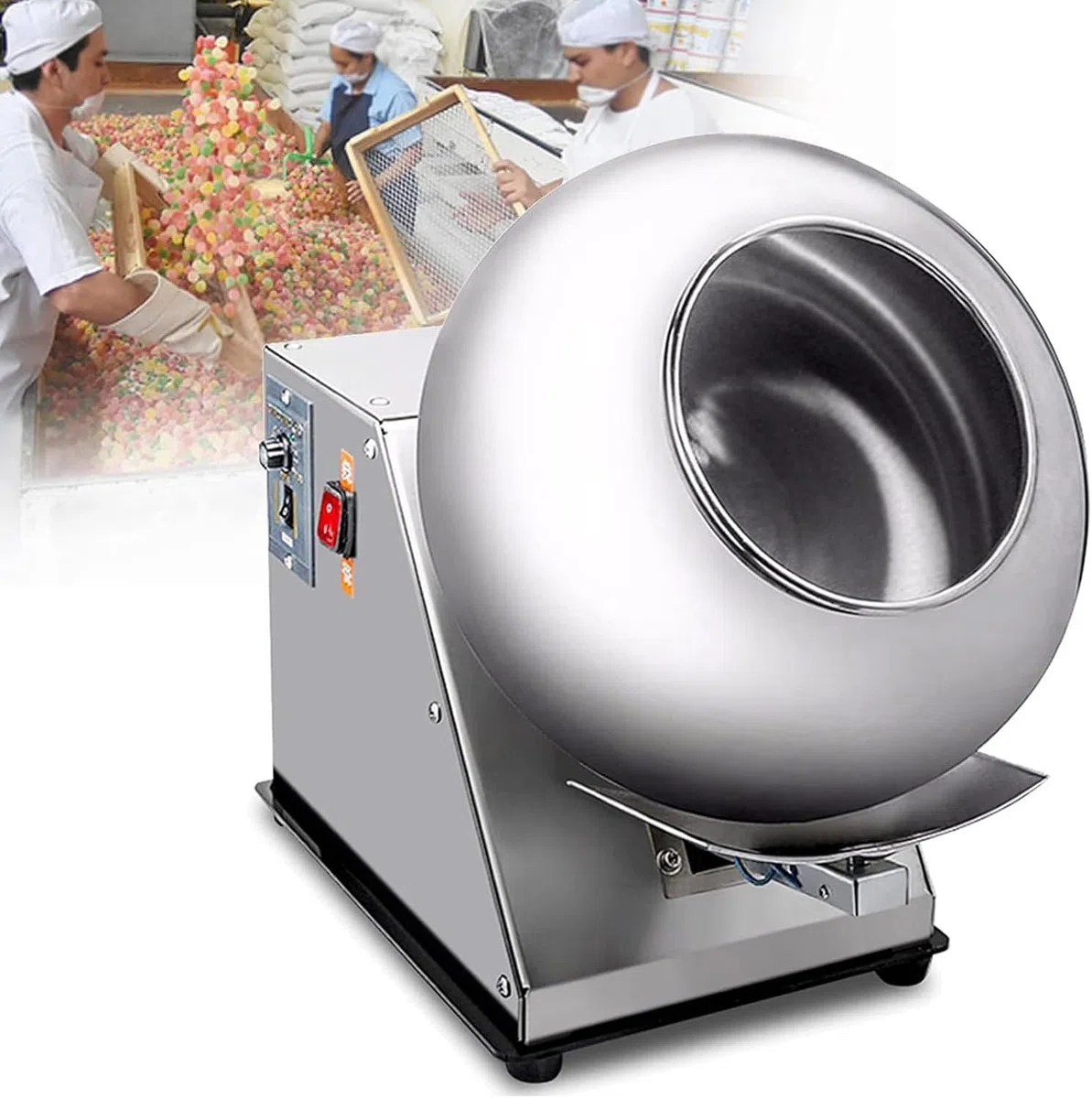 Machine à Enrober Électrique Portable, Polisseuse à Chocolat et Mini Turbine pour Séchage de Bonbons, Enrobage de Comprimés et Assaisonnement Alimentaire - Usage Professionnel et Maison