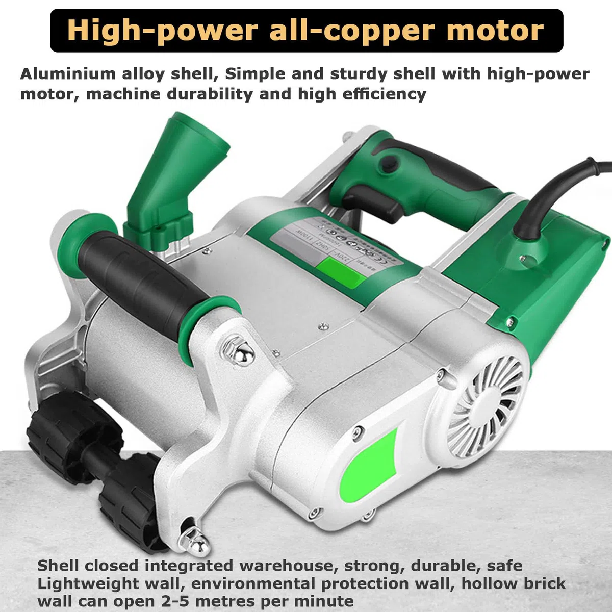 Coupe-mur électrique, machine à rainurer portable pour brique et béton, profondeur de rainure réglable de 20 à 30 mm, idéale pour le travail des métaux et la poursuite murale, coupe de haute précision