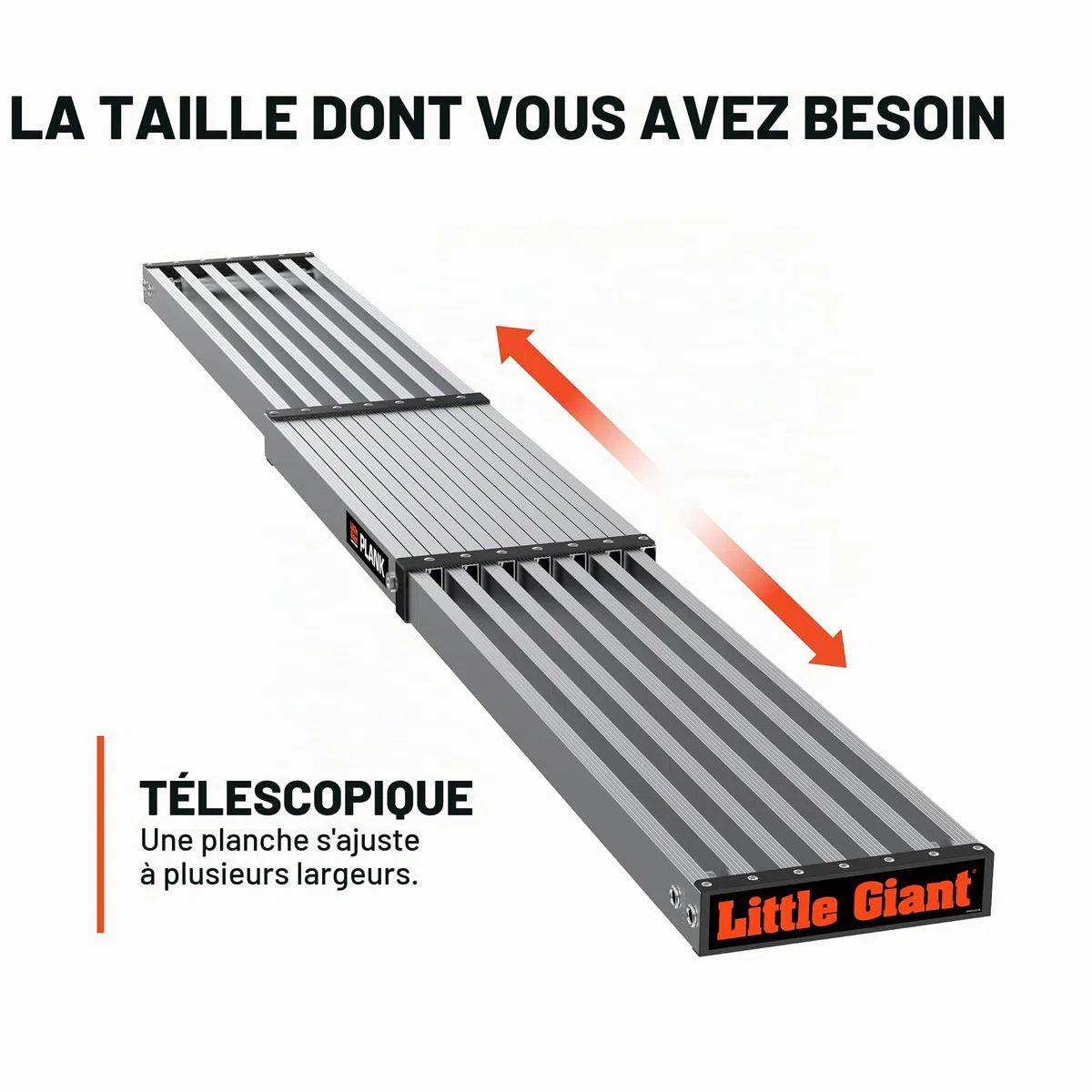 Little Giant Ladder Systems 11069 Planche télescopique de 1,8 à 2,7 m, Gris
