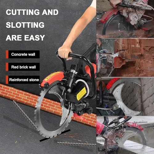 Scie à béton électrique de 16 Pouces 9500W/12000W Scie à béton avec 2 Lames et système sans poussière Humide - Puissant coupeur de béton de 11,8" de Profondeur de Coupe pour Pierre et Brique 12000W