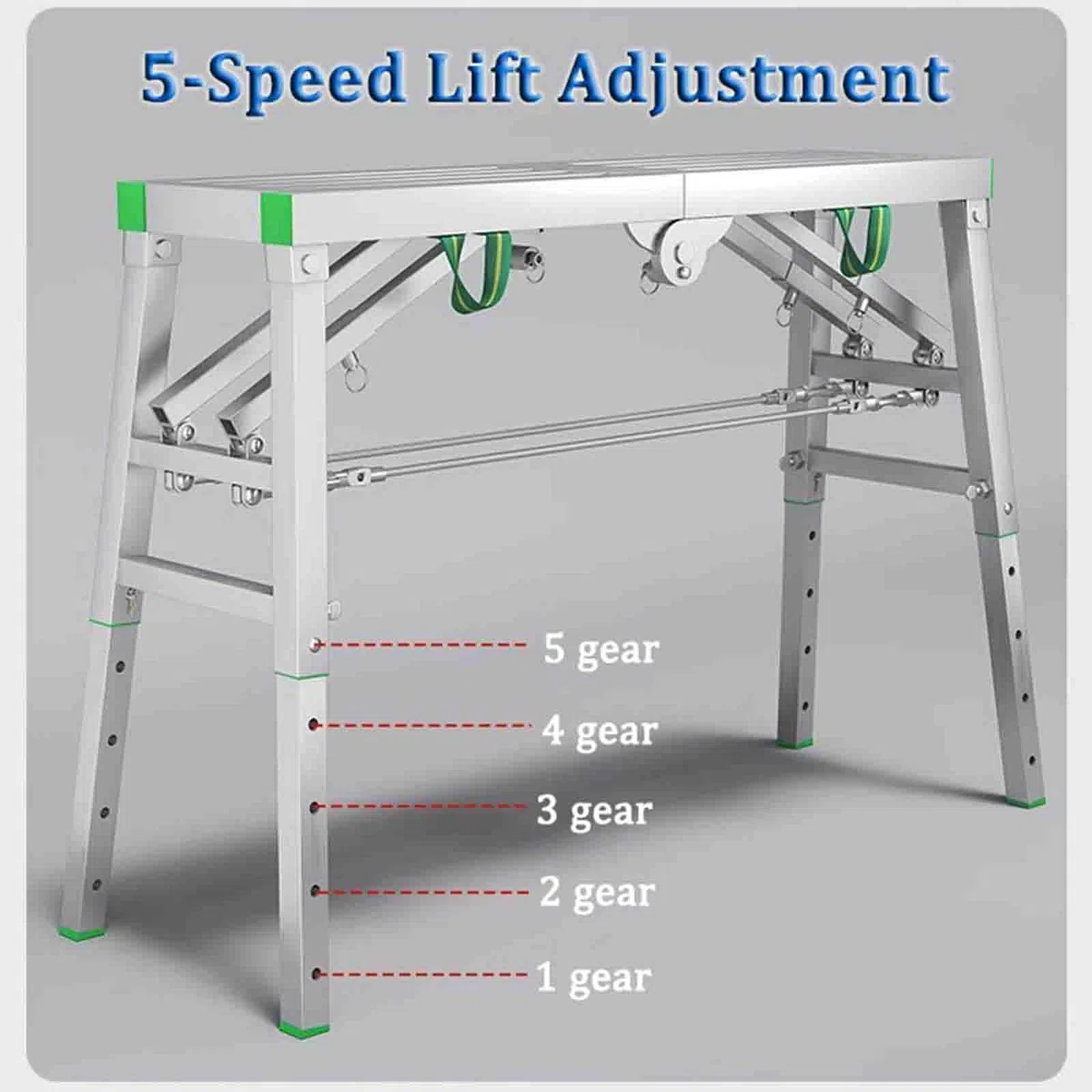 Adjuble Échafaudage pliable portable – Capacité de 400 kg, échelle multifonction de 40 cm de large et plate-forme de travail pour un usage domestique et professionnel – 180 x 40 cm