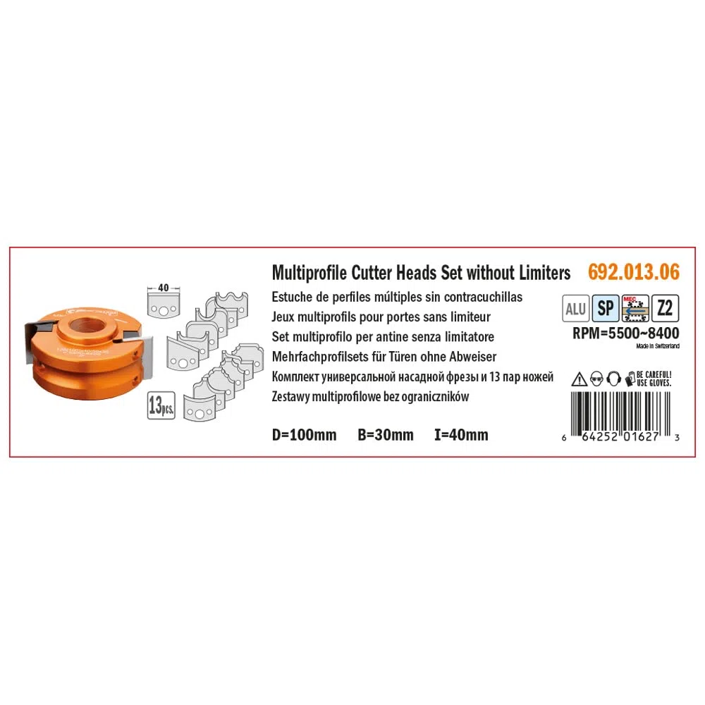 CMT Orange Tools 692.013.06 - Jeux Multiprofils pour Portes sans Limiteur D=100x40x30