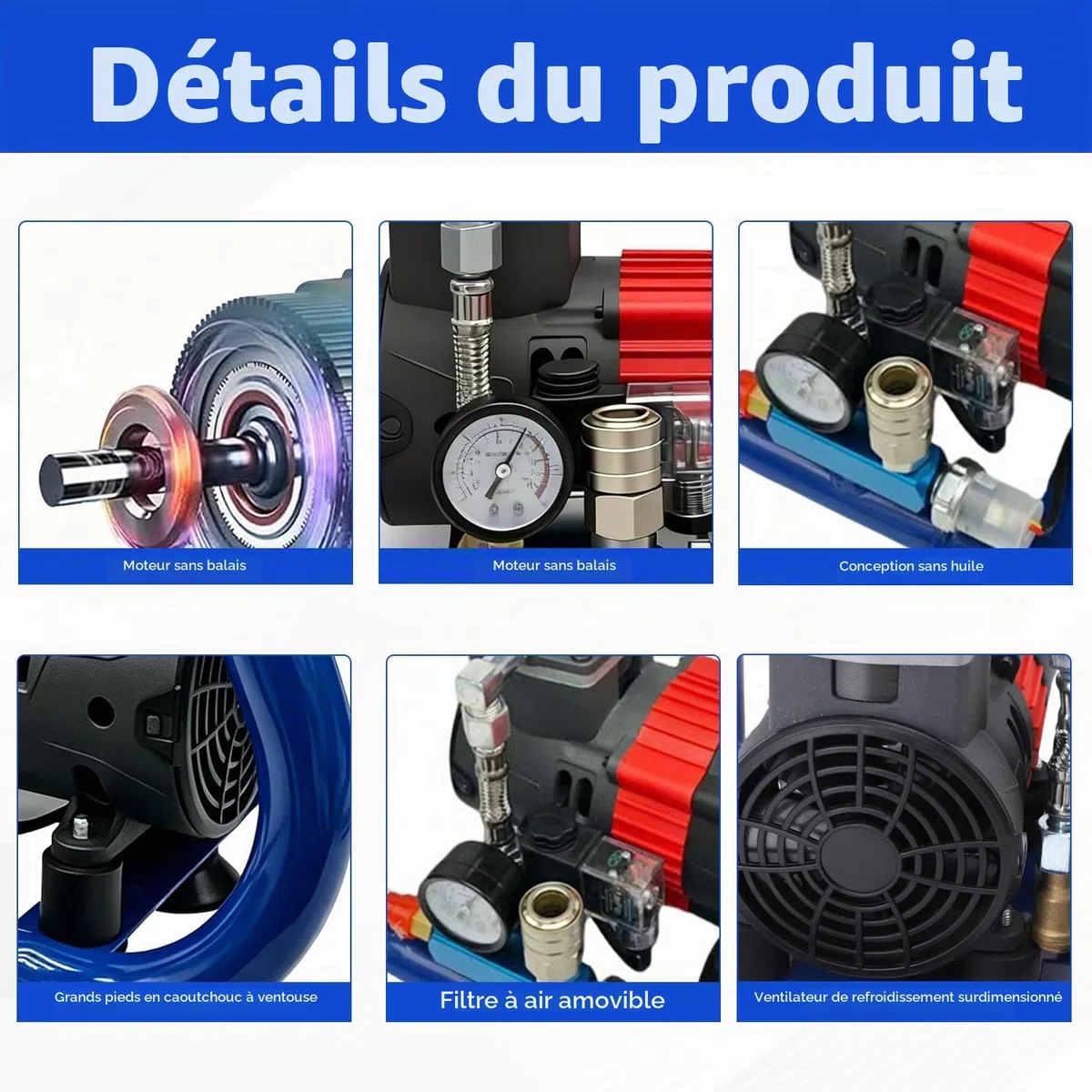 Compresseur D'air pour Makita Batterie, 3L 8 Bar Compresseur D'air électrique Portable Silencieux pour Remplissage des Pneus, Traitement de Voiture, Réparation Automobile, Nettoyage de Voiture