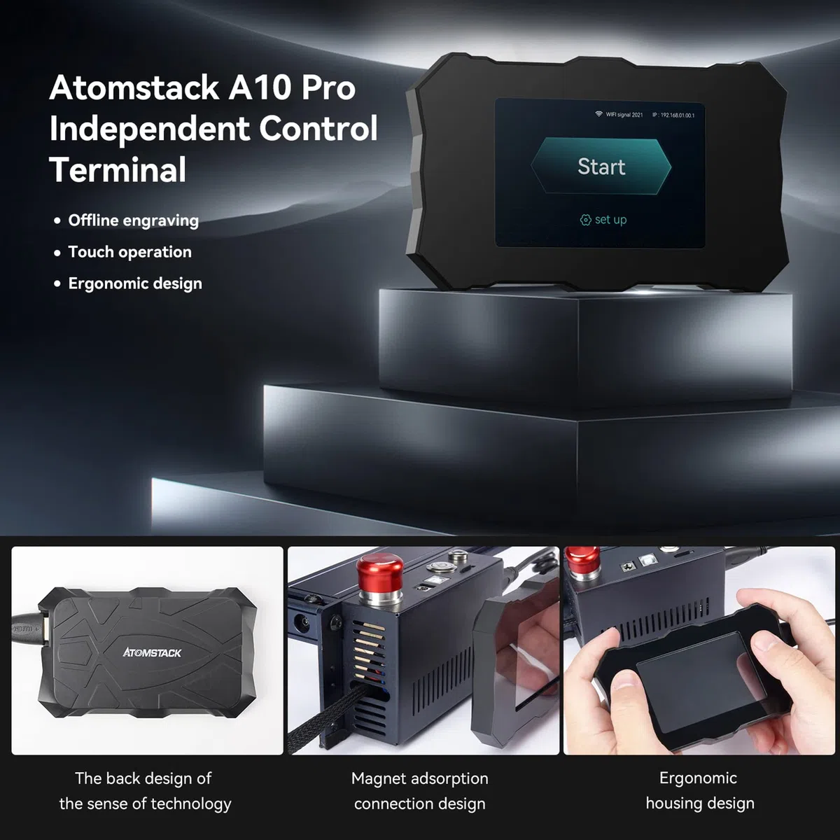 ATOMSTACK MAKER A10 PRO Machine à graver laser 50W avec puissance de sortie 10W, gravure hors ligne et contrôle tactile, double spot compressé pour bois, métal, acrylic, cuir, céramic, 11000 mm/min