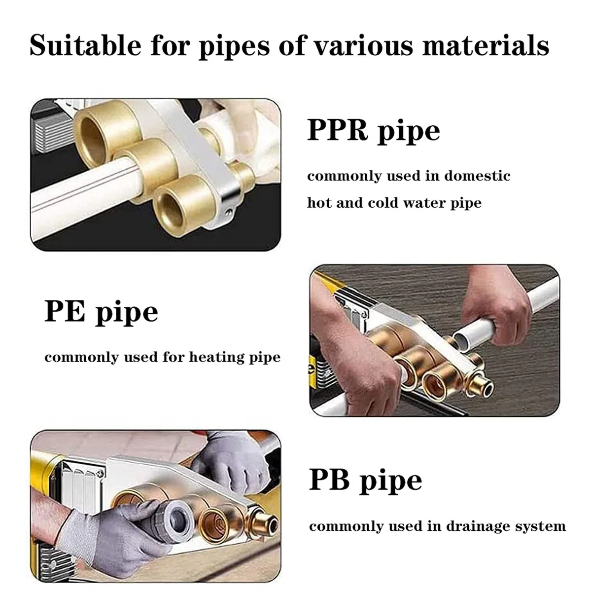 Outil de soudage de tuyaux en plastique, kit de soudage en plastique contient 6 têtes de soudage de diamètre, machine à souder pour tuyaux d'eau, outils de fusion à chaud