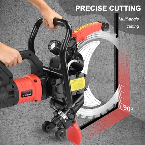 Scie à béton électrique de 16 Pouces 9500W/12000W Scie à béton avec 2 Lames et système sans poussière Humide - Puissant coupeur de béton de 11,8" de Profondeur de Coupe pour Pierre et Brique 12000W