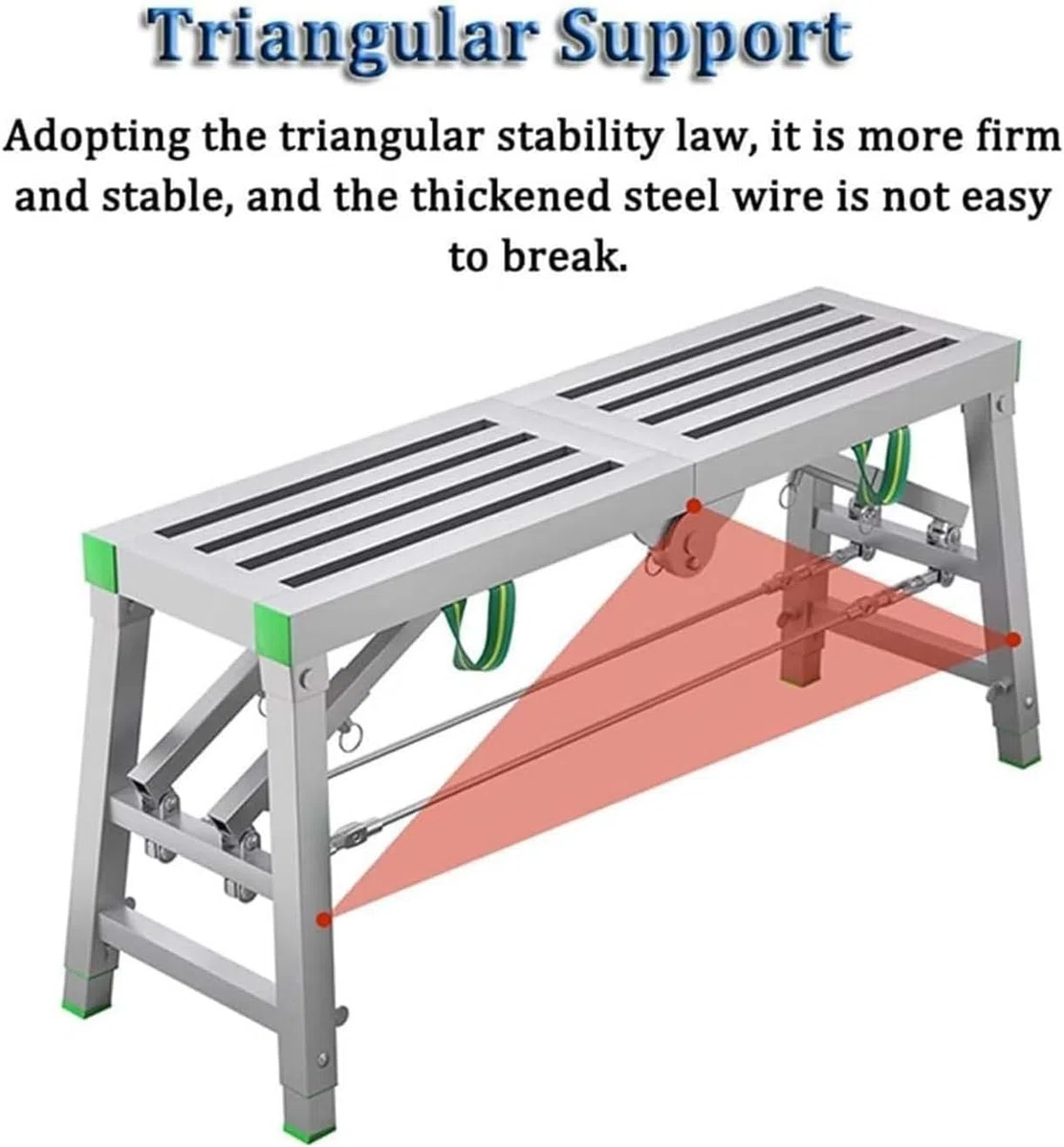 Plateforme de travail pliable portable, échelle réglable en acier, échafaudage robuste, charge maximale de 362,9 kg, idéale pour les travaux et les projets à la maison