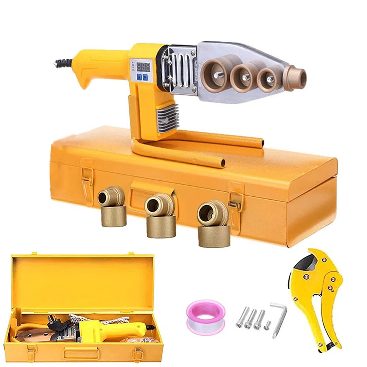 Outil de soudage de tuyaux en plastique, kit de soudage en plastique contient 6 têtes de soudage de diamètre, machine à souder pour tuyaux d'eau, outils de fusion à chaud